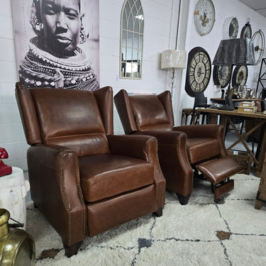 Stratford Leather Recliner Chair - Vintage Cigar at Online8 Furniture Auckland NZ