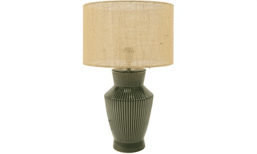 Sunny Ceramic Lamp W/ Jute Shade -Olive at Online8 Furniture Auckland NZ