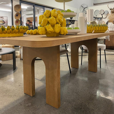 Talia Dining Table with Arch Legs - Oak at Online8 Furniture Auckland NZ