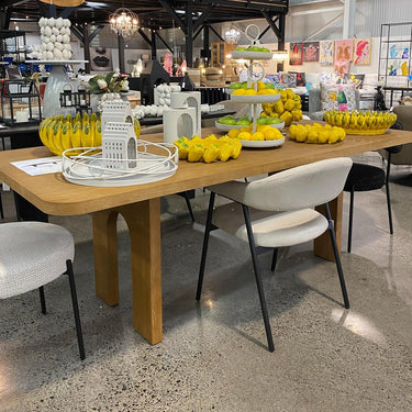 Talia Dining Table with Arch Legs - Oak at Online8 Furniture Auckland NZ
