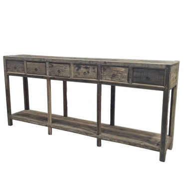 Tannery 6 Drawer Console Table - 2200mm at Online8 Furniture Auckland NZ