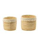 Tassel Cement Bamboo-look Planter Set of 2 at Online8 Furniture Auckland NZ