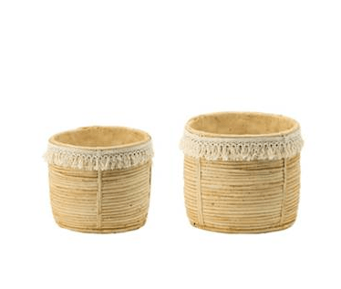 Tassel Cement Bamboo-look Planter Set of 2 at Online8 Furniture Auckland NZ