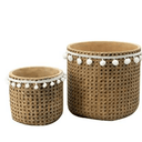 Tassel Cement Cane-look Planter Set of 2 at Online8 Furniture Auckland NZ