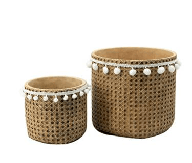 Tassel Cement Cane-look Planter Set of 2 at Online8 Furniture Auckland NZ