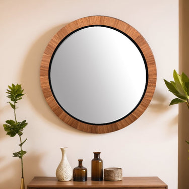 Teak Round Mirror - 1120mm at Online8 Furniture Auckland NZ