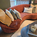 The Jane Adore Curved Sofa - Hazel & Antique Brass at Online8 Furniture Auckland NZ