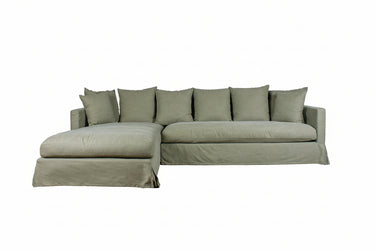 The Luxe Slipcover Sofa with Left-Hand Chaise - Forest Green at Online8 Furniture Auckland NZ