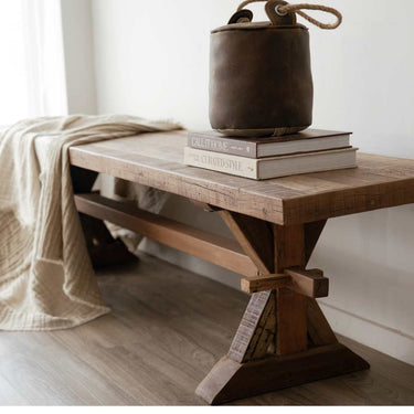 The Settler Cross Leg Bench Seat at Online8 Furniture Auckland NZ