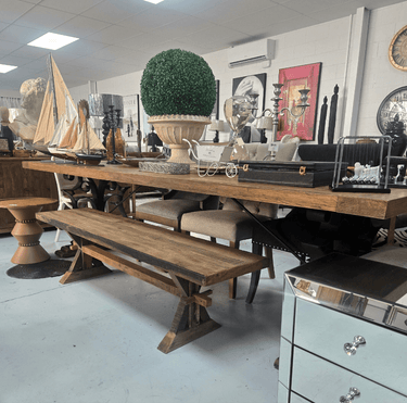 The Settler Cross Leg Bench Seat at Online8 Furniture Auckland NZ