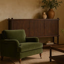 Thornfield 1.5 Seater Armchair - Olive Velvet at Online8 Furniture Auckland NZ