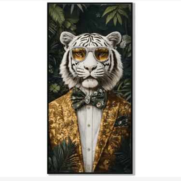 Tiger in Tuxedo Framed Canvas Wall Art at Online8 Furniture Auckland NZ