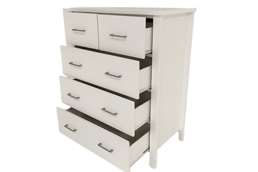 Loft 5 Drawer Tallboy White at Online8 Furniture Auckland NZ