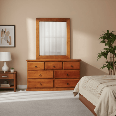 Troy 7 Drawer Dresser with Mirror at Online8 Furniture Auckland NZ