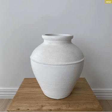 Tuscan Terracotta Jar - White Large at Online8 Furniture Auckland NZ