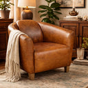 Vanguard Aged Leather Armchair Tub Chair – Cognac at Online8 Furniture Auckland NZ