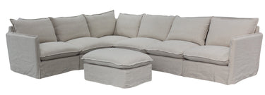 Villa Corner Slip Cover Suite with Ottoman - Salt & Pepper at Online8 Furniture Auckland NZ