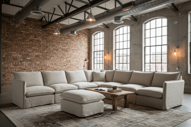 Villa Corner Slip Cover Suite with Ottoman - Salt & Pepper at Online8 Furniture Auckland NZ