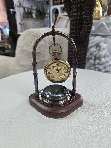 Vintage Brass Compass & Clock at Online8 Furniture Auckland NZ
