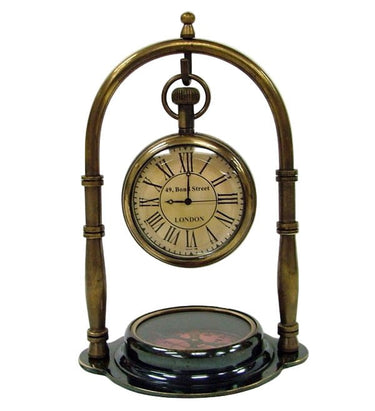 Vintage Brass Compass & Clock at Online8 Furniture Auckland NZ