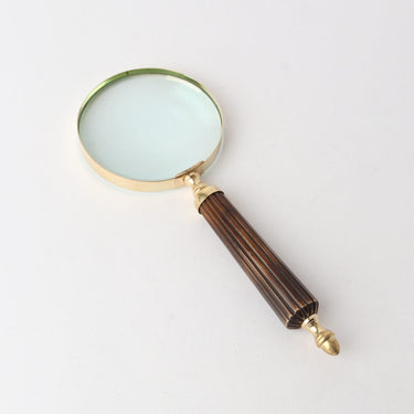 Vintage Brass & Fluted Wood Magnifying Glass at Online8 Furniture Auckland NZ