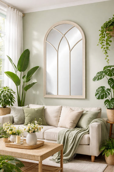 Vintage Cream Church Window Mirror at Online8 Furniture Auckland NZ