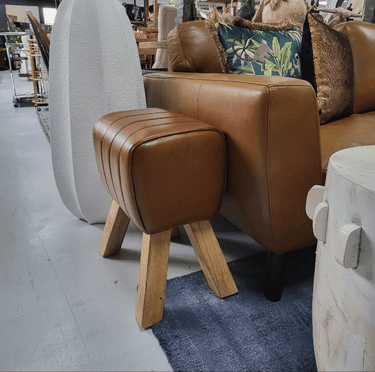 Vintage Leather Vault Stool at Online8 Furniture Auckland NZ