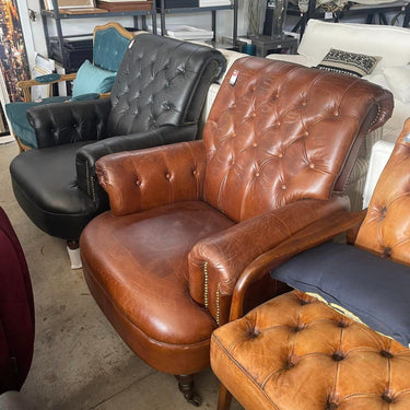 Waldorf Leather Armchair - Vintage Cigar at Online8 Furniture Auckland NZ