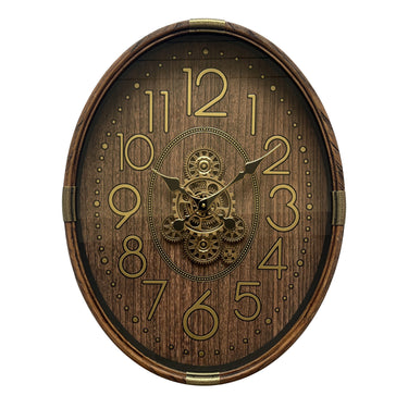 Whitcomb Ovel Real Clock - Brown / Gold at Online8 Furniture Auckland NZ