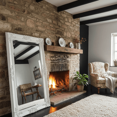 White Ornate Bevelled Floor Mirror Large at Online8 Furniture Auckland NZ