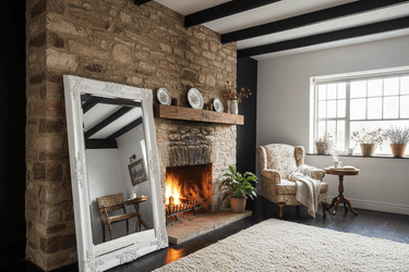 White Ornate Bevelled Floor Mirror Large at Online8 Furniture Auckland NZ