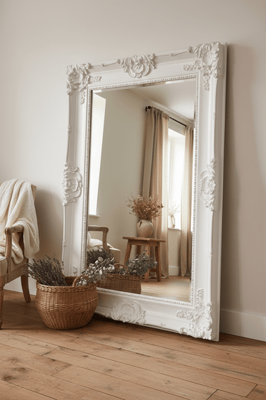 White Ornate Bevelled Wall Mirror - White at Online8 Furniture Auckland NZ