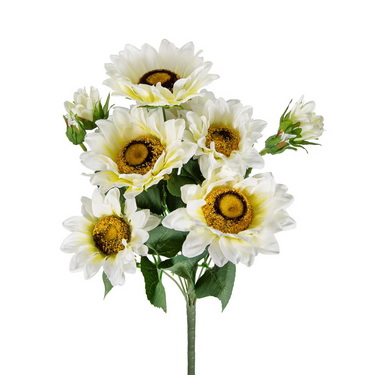 White Sunflower Stems 9 Heads at Online8 Furniture Auckland NZ
