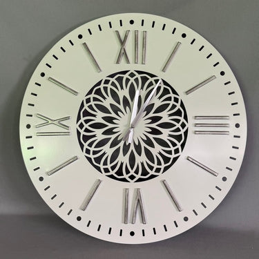 White With Silver Number Clock - 60Cm at Online8 Furniture Auckland NZ