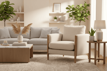 Willow Armchair - Linen & Oak at Online8 Furniture Auckland NZ