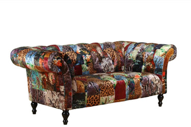 Windsor Chesterfield Patchwork 2 Seater Sofa - Leopard at Online8 Furniture Auckland NZ