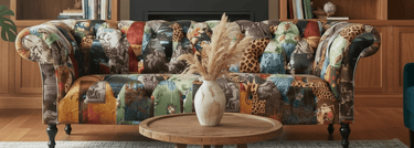 Windsor Chesterfield Patchwork 3 Seater Sofa - Leopard at Online8 Furniture Auckland NZ