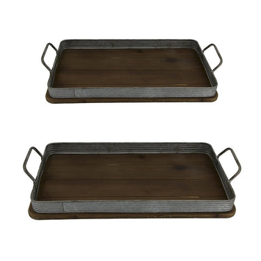 Wood/Metal Trays Set/2 at Online8 Furniture Auckland NZ