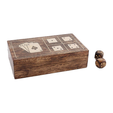 Wooden/Brass Card And Dice Set at Online8 Furniture Auckland NZ