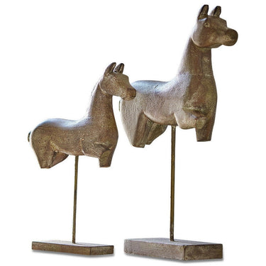 Wooden Horse Statue Set/2 at Online8 Furniture Auckland NZ