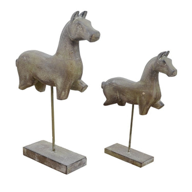 Wooden Horse Statue Set/2 at Online8 Furniture Auckland NZ