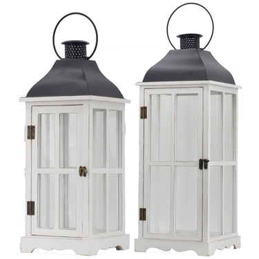 Wooden Lantern Set/2 at Online8 Furniture Auckland NZ