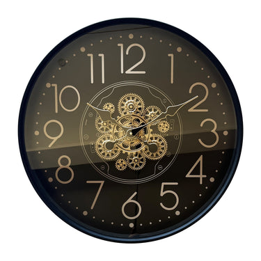 Worthington Round Gear Wall Clock - Black at Online8 Furniture Auckland NZ