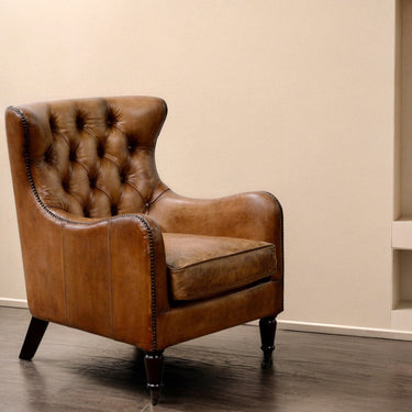 Wrexham Aged Leather Club Chair at Online8 Furniture Auckland NZ