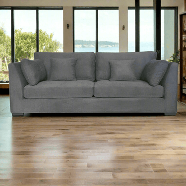 York 3-Seater Upholstered Sofa - Charcoal at Online8 Furniture Auckland NZ