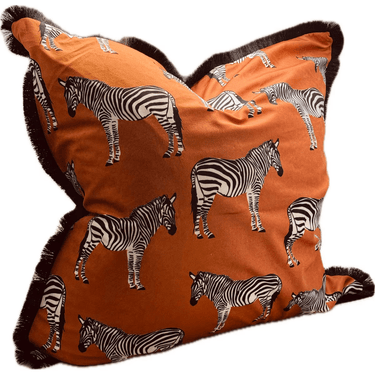 Zebra Print Cushion Cover - Orange at Online8 Furniture Auckland NZ