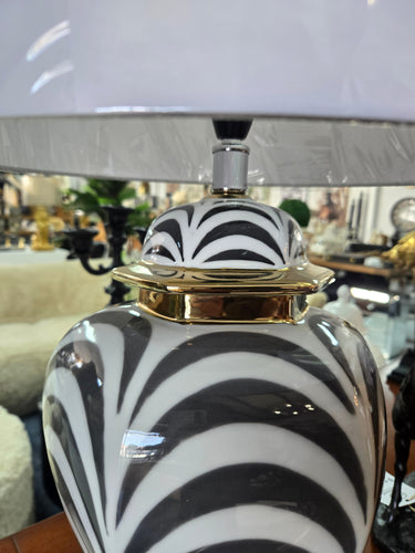 Zebra Print Table Lamp with White Shade at Online8 Furniture Auckland NZ