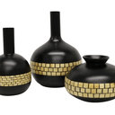 Zimi Bamboo Vase - Black & Natural Set/3 at Online8 Furniture Auckland NZ