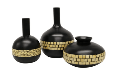 Zimi Bamboo Vase - Black & Natural Set/3 at Online8 Furniture Auckland NZ