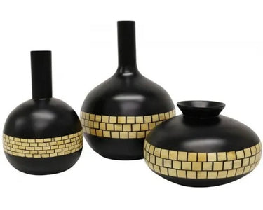 Zimi Bamboo Vase - Black & Natural Set/3 at Online8 Furniture Auckland NZ
